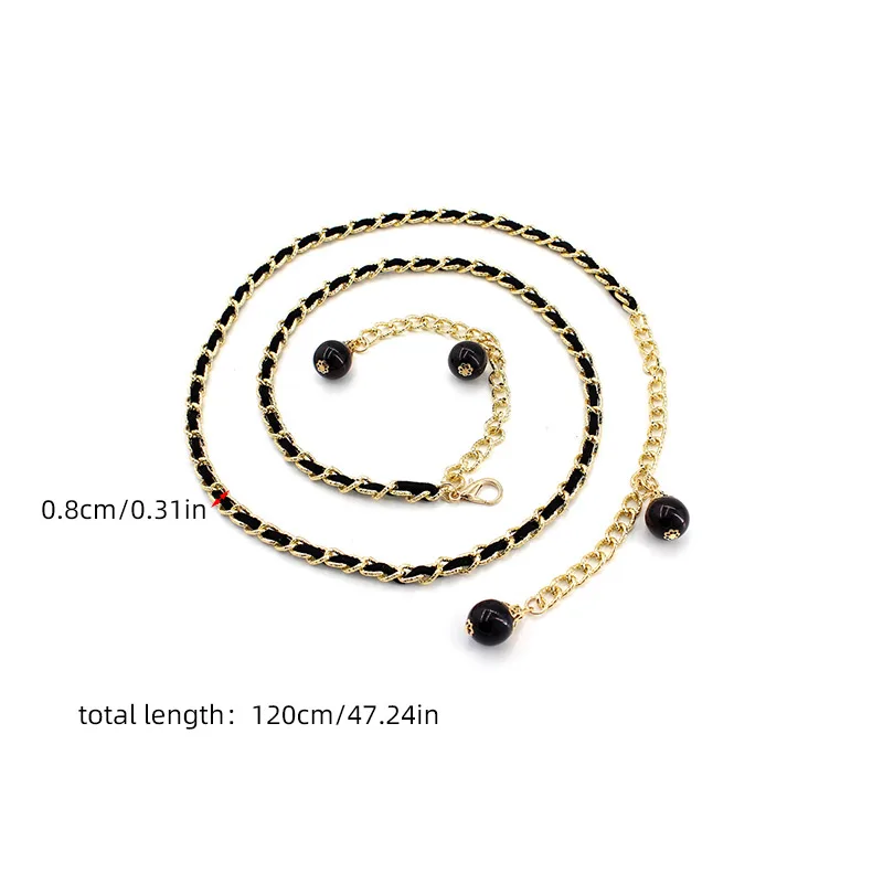 Metal Ball Pendant Waist Chain Women Thin Belt Gold Sliver Color Long Girdle Female Strap For Dress Skirt Decorative Waistband