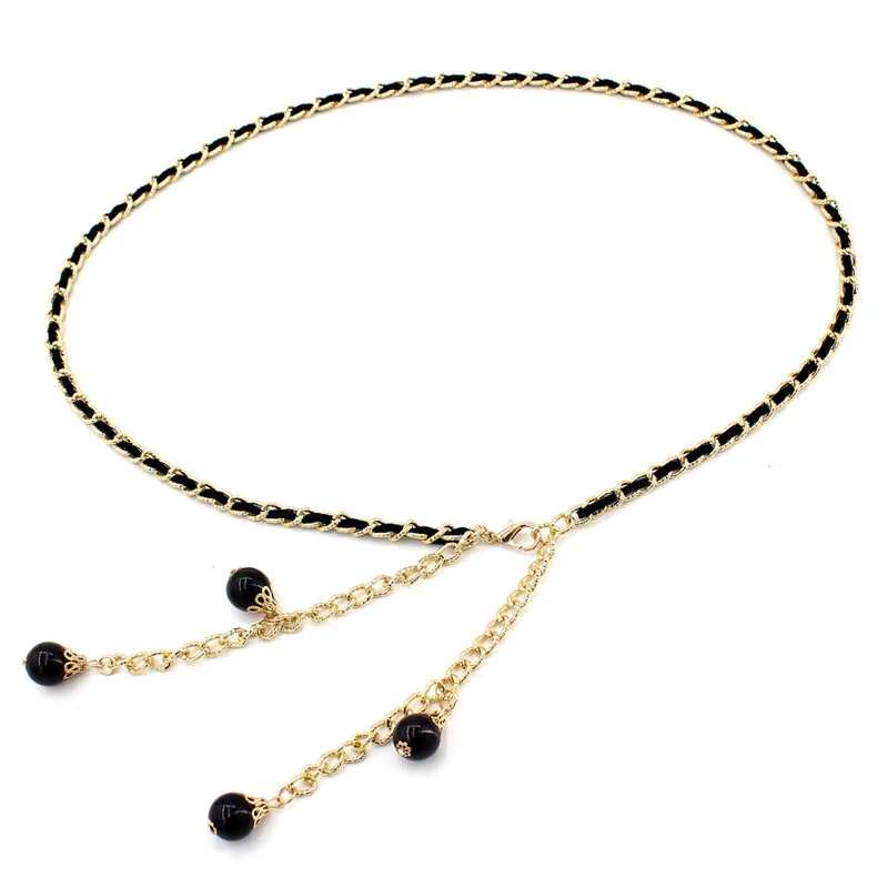 Metal Ball Pendant Waist Chain Women Thin Belt Gold Sliver Color Long Girdle Female Strap For Dress Skirt Decorative Waistband