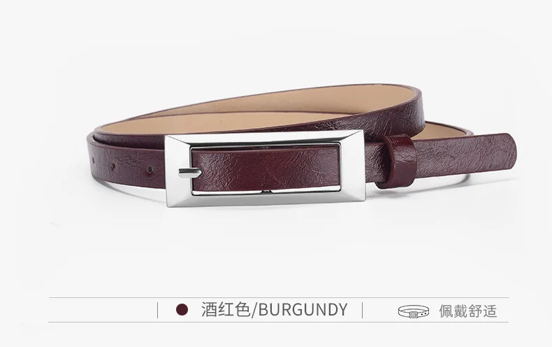 1.4x106cm Trendy PU Leather Belt Silver Metal Buckle Casual Pin Buckle Waistband Rectangular Waist Strap Women