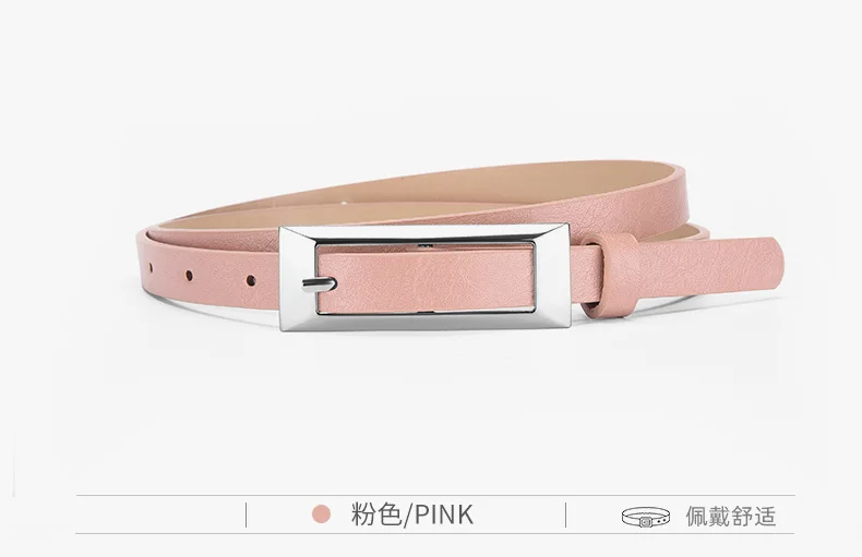 1.4x106cm Trendy PU Leather Belt Silver Metal Buckle Casual Pin Buckle Waistband Rectangular Waist Strap Women