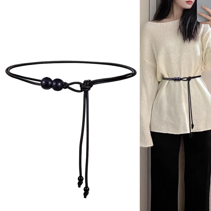 New Retro Women's New Chinese Style Waist Rope Aassembly Dress Waist Chain Leather Rope Belt Gift Wholesale