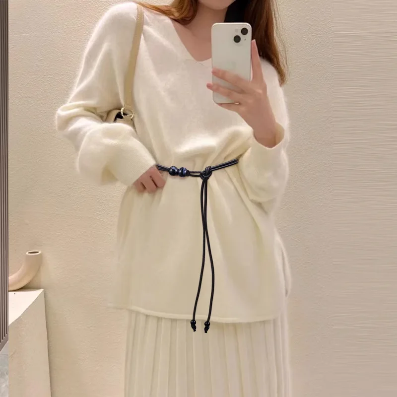 New Retro Women's New Chinese Style Waist Rope Aassembly Dress Waist Chain Leather Rope Belt Gift Wholesale