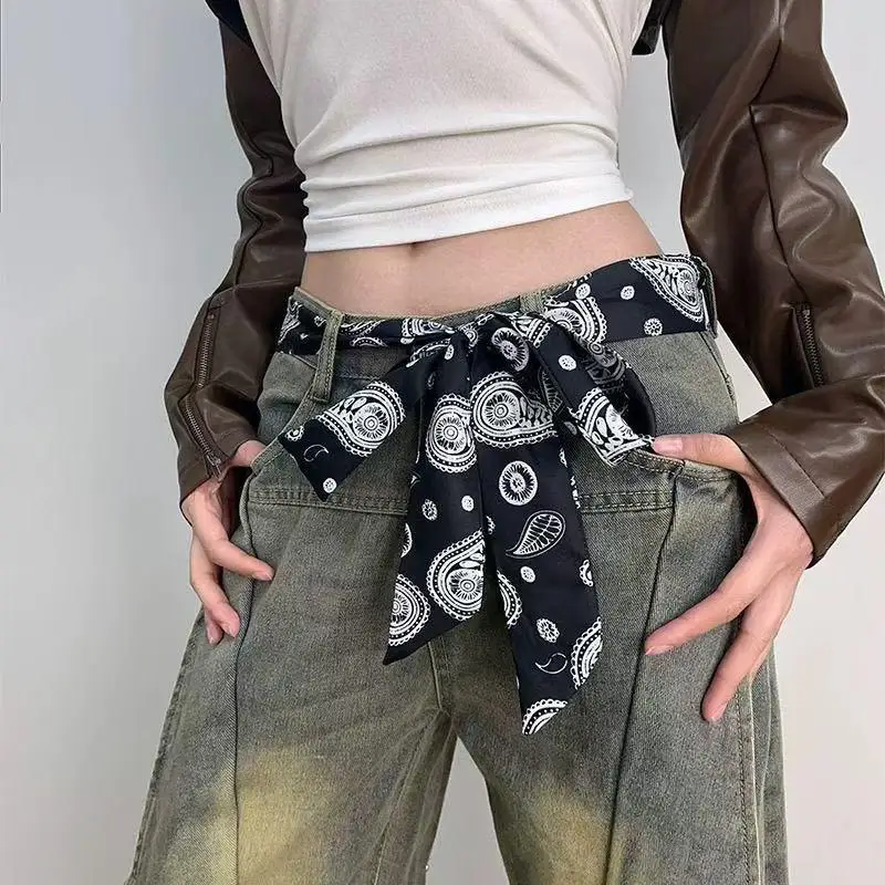 Long Skinny Plaid Waist Belt With Jeans Necktie Scarf Decorative Accessory Personality Trendy Hairband Fashionable Accessory