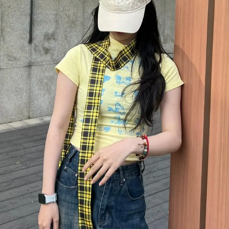 Long Skinny Plaid Waist Belt With Jeans Necktie Scarf Decorative Accessory Personality Trendy Hairband Fashionable Accessory
