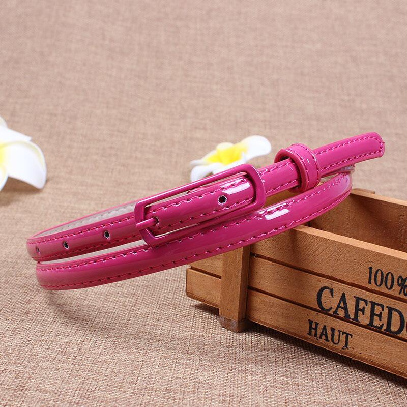 Thin Waistband Women Belt for Dress Sweater Jean Fashion Candy Colors Simplicity Solid Color PU Patent Leather Female Belt