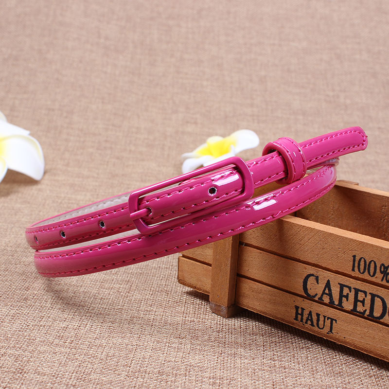 Thin Waistband Women Belt for Dress Sweater Jean Fashion Candy Colors Simplicity Solid Color PU Patent Leather Female Belt