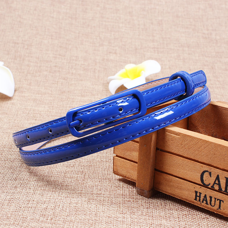 Thin Waistband Women Belt for Dress Sweater Jean Fashion Candy Colors Simplicity Solid Color PU Patent Leather Female Belt
