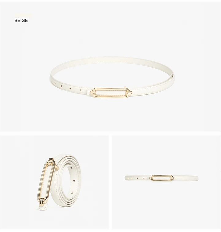 BEAUTODAY Skinny Belts Women Cow Leather GoldBuckle Ladies Modern Waistband Fashion Jeans Dress Accessories Autumn Winter 91113