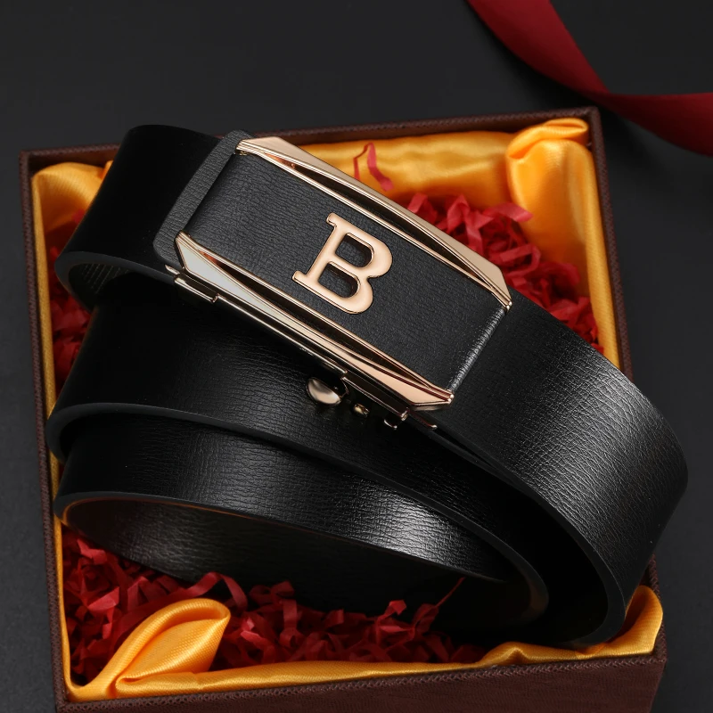 Luxury Famous Brand Fashion B Letter Coffee Belt High Quality Men's Automatic Buckle Casual Classic Black Belt Ceinture Homme