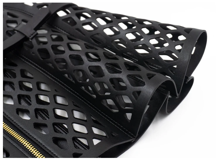 Skeleton Mesh Bodice Waist Seal, Leather Curved Women's Shape, Wide Belt Decoration, Large Waist Seal