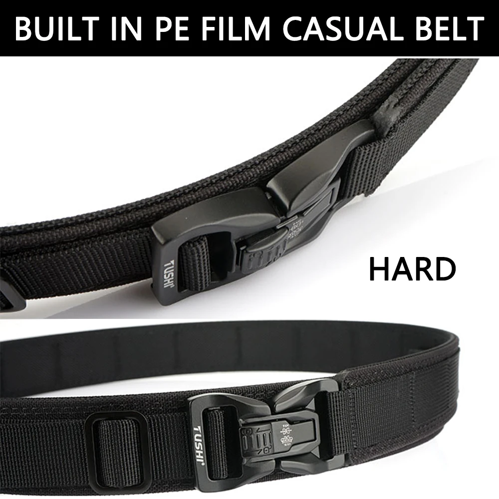 TUSHI Hard Military Tactical Belt for Men Nylon Metal Pluggable Buckle Police Duty Gun Belt EDC Outdoor Girdle IPSC Accessories