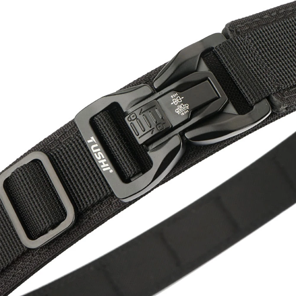 TUSHI Hard Military Tactical Belt for Men Nylon Metal Pluggable Buckle Police Duty Gun Belt EDC Outdoor Girdle IPSC Accessories