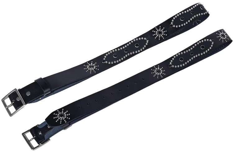 Men's Fashion 4.5cm Wide Genuine Leather Belt First Layer Cowhide Imitation Turquoise Inlay Rivet Punk Belt For Jeans