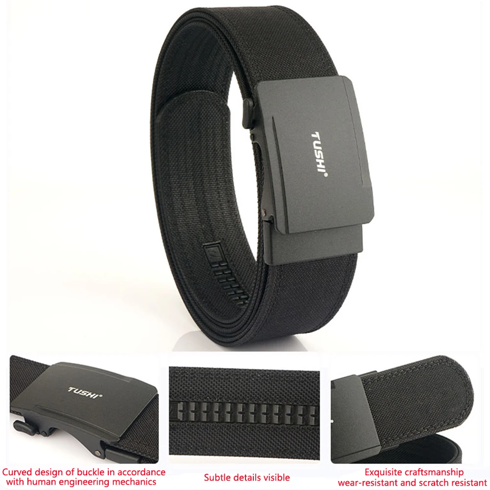 TUSHI New Hard Tactical Belt for Men Metal Automatic Buckle IPSC Gun Belt 1100D Nylon Military Belt Outdoor Sports Girdle Male