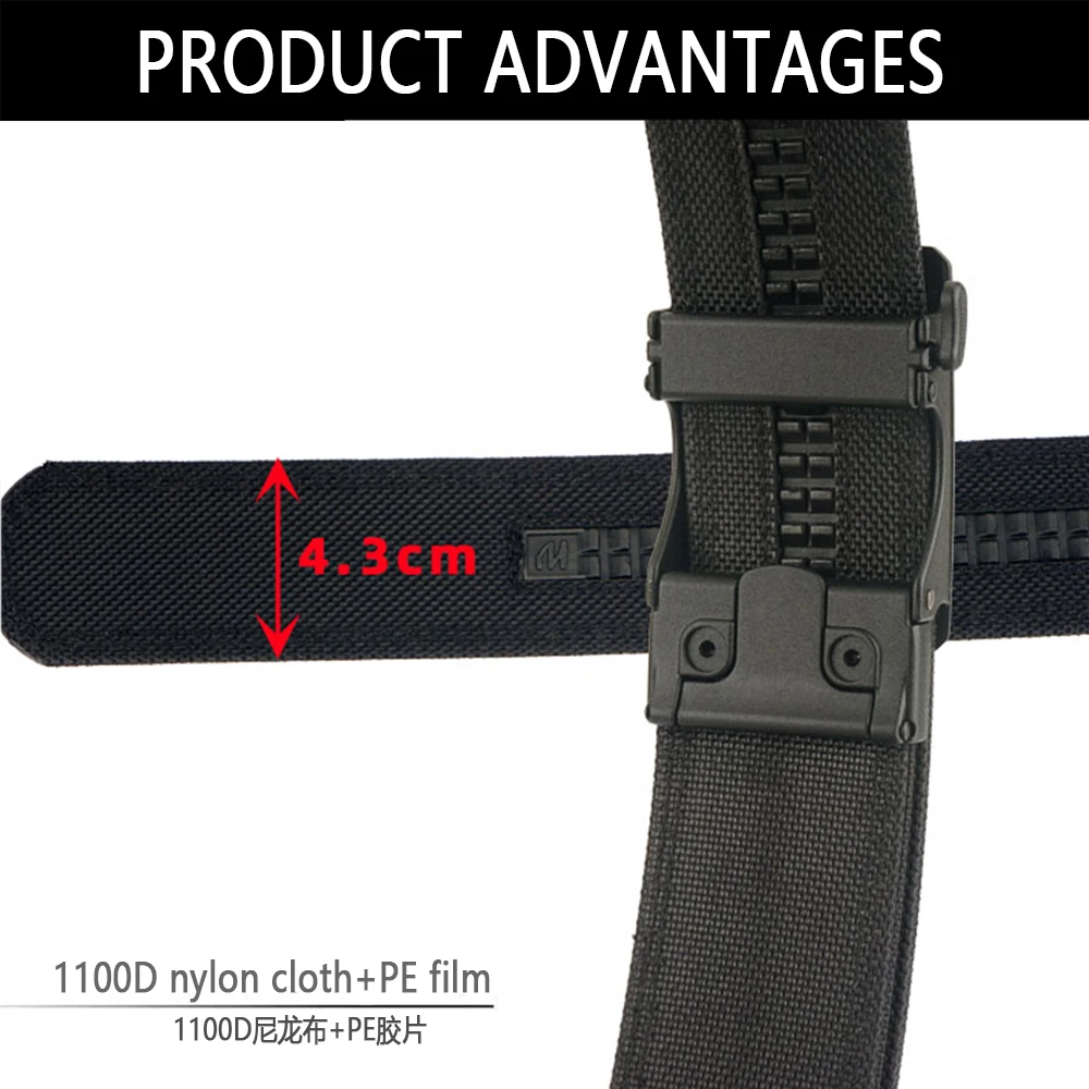 TUSHI New Hard Tactical Belt for Men Metal Automatic Buckle IPSC Gun Belt 1100D Nylon Military Belt Outdoor Sports Girdle Male