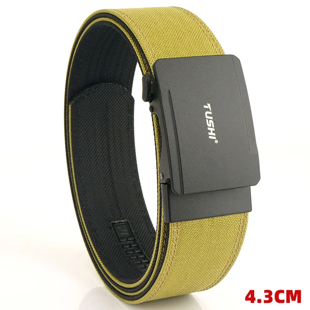 TUSHI New Hard Tactical Belt for Men Metal Automatic Buckle IPSC Gun Belt 1100D Nylon Military Belt Outdoor Sports Girdle Male