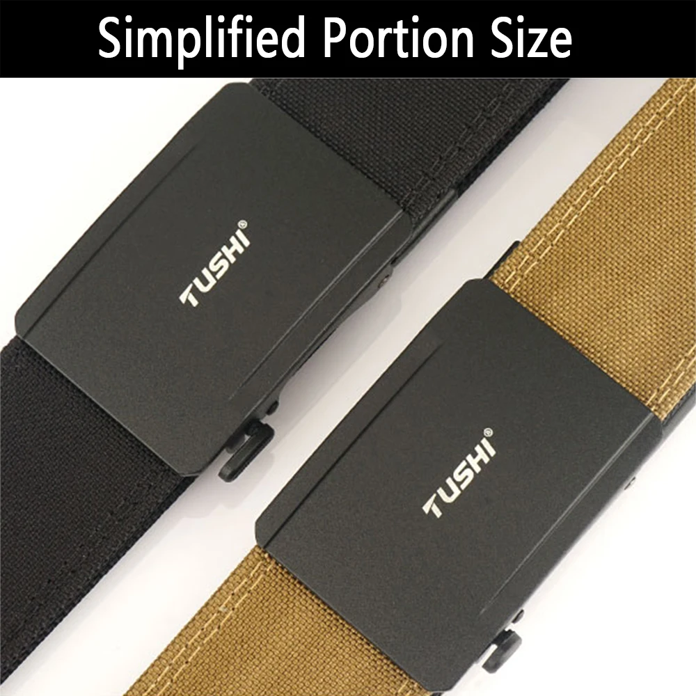 TUSHI New Hard Tactical Belt for Men Metal Automatic Buckle IPSC Gun Belt 1100D Nylon Military Belt Outdoor Sports Girdle Male