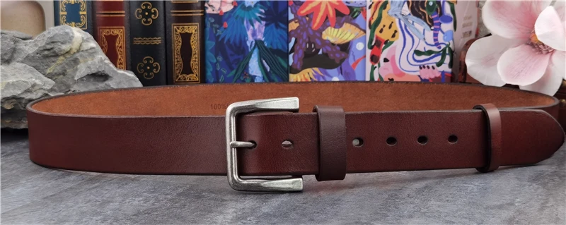Retro 4.3CM Pin Belt Buckle Luxury Thick Belts Men Leather Vintage Yellow Belt Men Wide Jeans Ceinture Black Waist Belt MBT0019