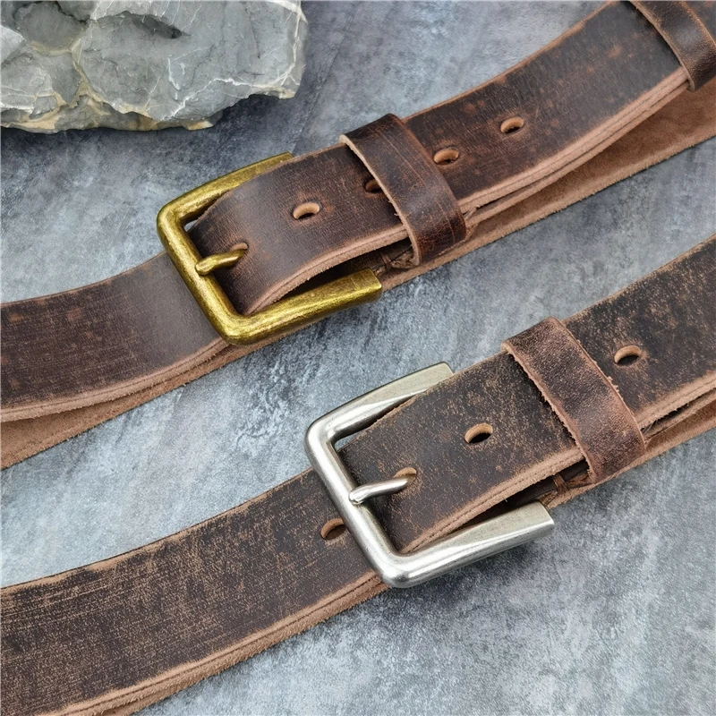 Retro 4.3CM Pin Belt Buckle Luxury Thick Belts Men Leather Vintage Yellow Belt Men Wide Jeans Ceinture Black Waist Belt MBT0019