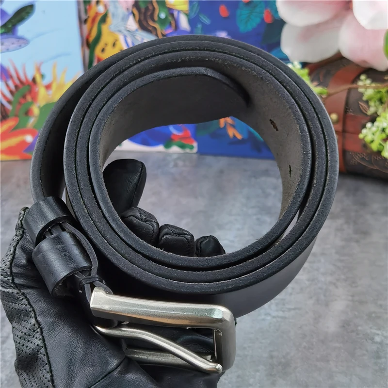 Retro 4.3CM Pin Belt Buckle Luxury Thick Belts Men Leather Vintage Yellow Belt Men Wide Jeans Ceinture Black Waist Belt MBT0019