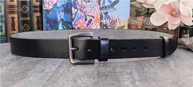 Retro 4.3CM Pin Belt Buckle Luxury Thick Belts Men Leather Vintage Yellow Belt Men Wide Jeans Ceinture Black Waist Belt MBT0019