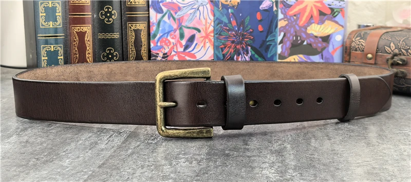 Retro 4.3CM Pin Belt Buckle Luxury Thick Belts Men Leather Vintage Yellow Belt Men Wide Jeans Ceinture Black Waist Belt MBT0019