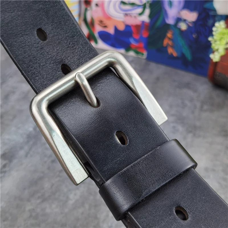 Retro 4.3CM Pin Belt Buckle Luxury Thick Belts Men Leather Vintage Yellow Belt Men Wide Jeans Ceinture Black Waist Belt MBT0019
