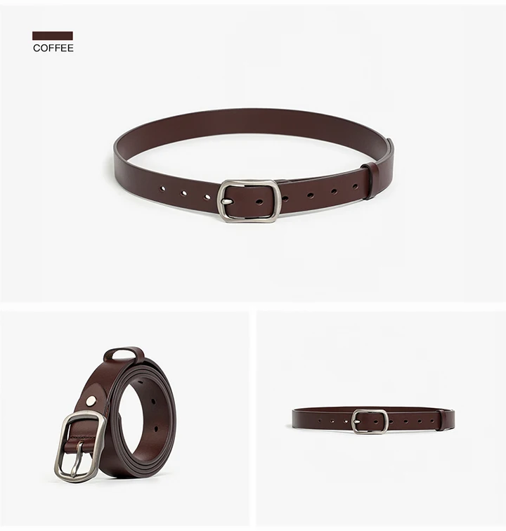 BEAUTODAY Casual Belt Women Cow Leather Gold Square Buckle Waistband Ladies Jeans Dress 2024 Spring Accessories Handmade A91104