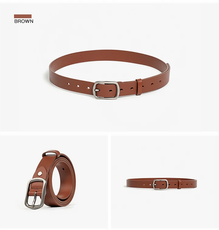 BEAUTODAY Casual Belt Women Cow Leather Gold Square Buckle Waistband Ladies Jeans Dress 2024 Spring Accessories Handmade A91104