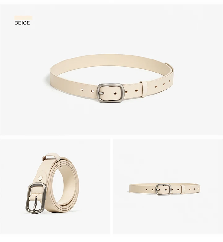 BEAUTODAY Casual Belt Women Cow Leather Gold Square Buckle Waistband Ladies Jeans Dress 2024 Spring Accessories Handmade A91104