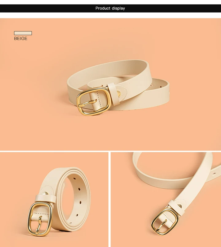 BeauToday Retro Belts Women Genuine Cow Leather Oval Metal Buckle Width 2.9cm Accessories 2023 Ladies Waistband Handmade 91004
