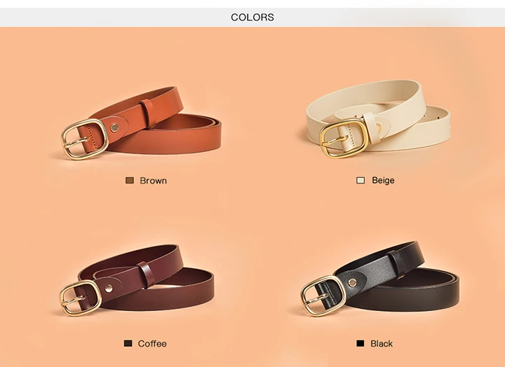 BeauToday Retro Belts Women Genuine Cow Leather Oval Metal Buckle Width 2.9cm Accessories 2023 Ladies Waistband Handmade 91004