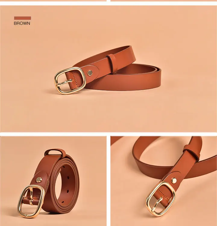 BeauToday Retro Belts Women Genuine Cow Leather Oval Metal Buckle Width 2.9cm Accessories 2023 Ladies Waistband Handmade 91004