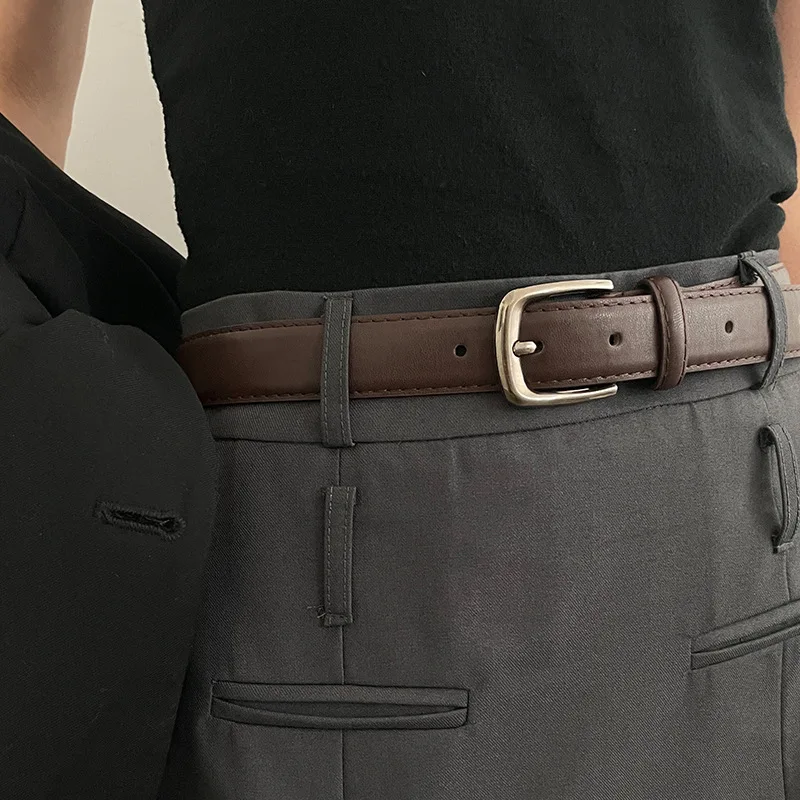 2.8x108cm PU Leather Belt for Women Vintage Summer Silver Buckle Belt Korean Female Jeans Coat Dress Waistband Mens Waist Belt
