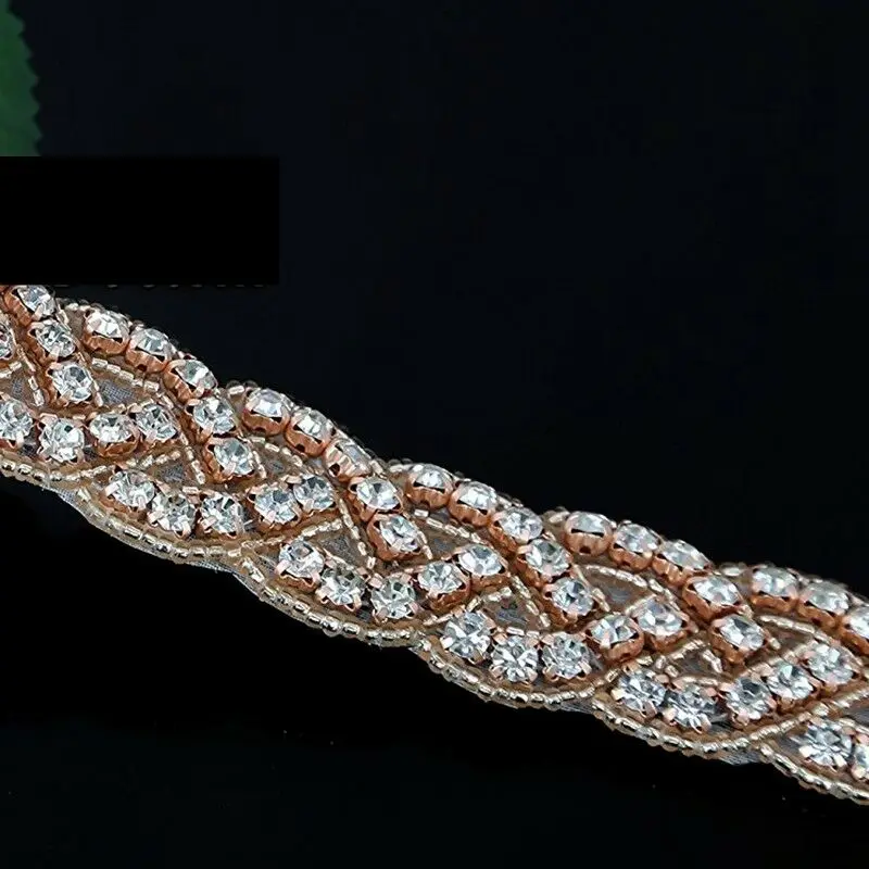 JLZXSY 1 Yard Crystal Rhinestone Trim, Applique, Bridal Applique, DIY Wedding Iron on Hot Fix Crystal Applique