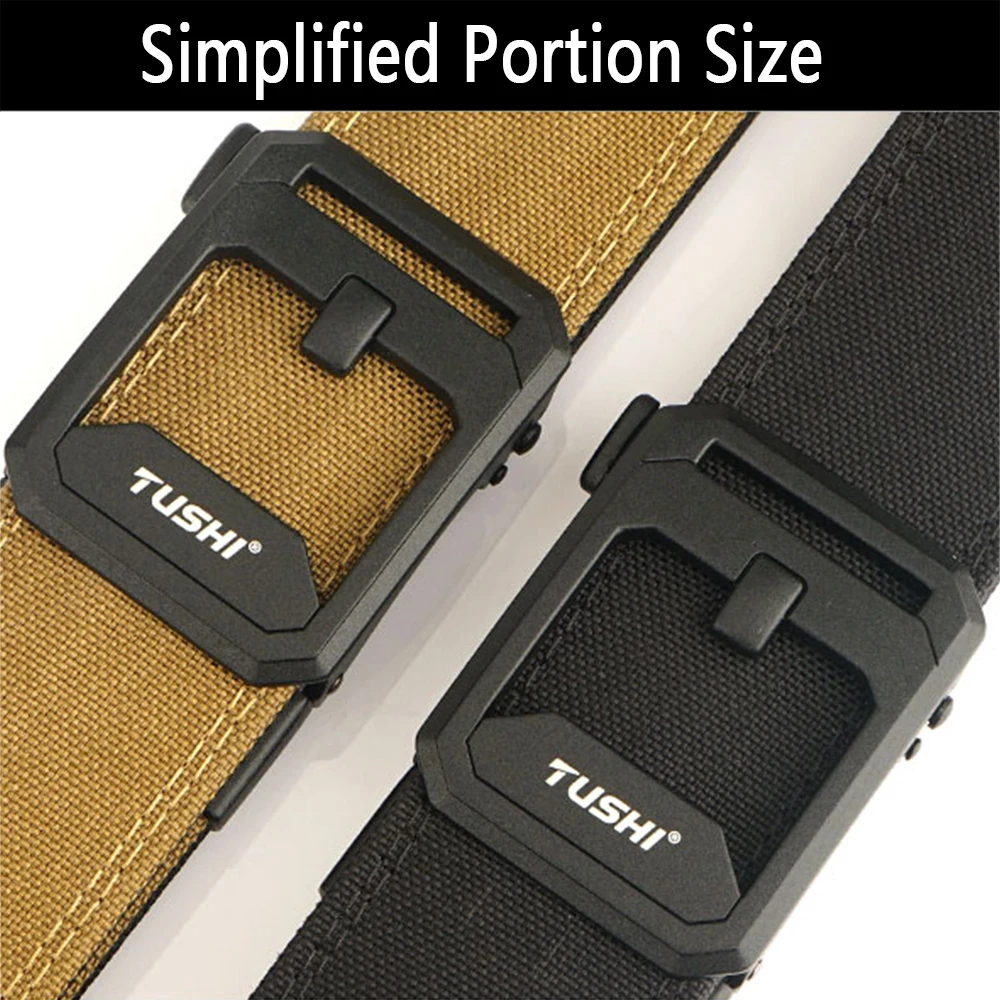 TUSHI New 4.3cm Hard Gun Belt for Men and Women Alloy Automatic Buckle Tactical Outdoor Belt 1100D Nylon Military IPSC Belt Male