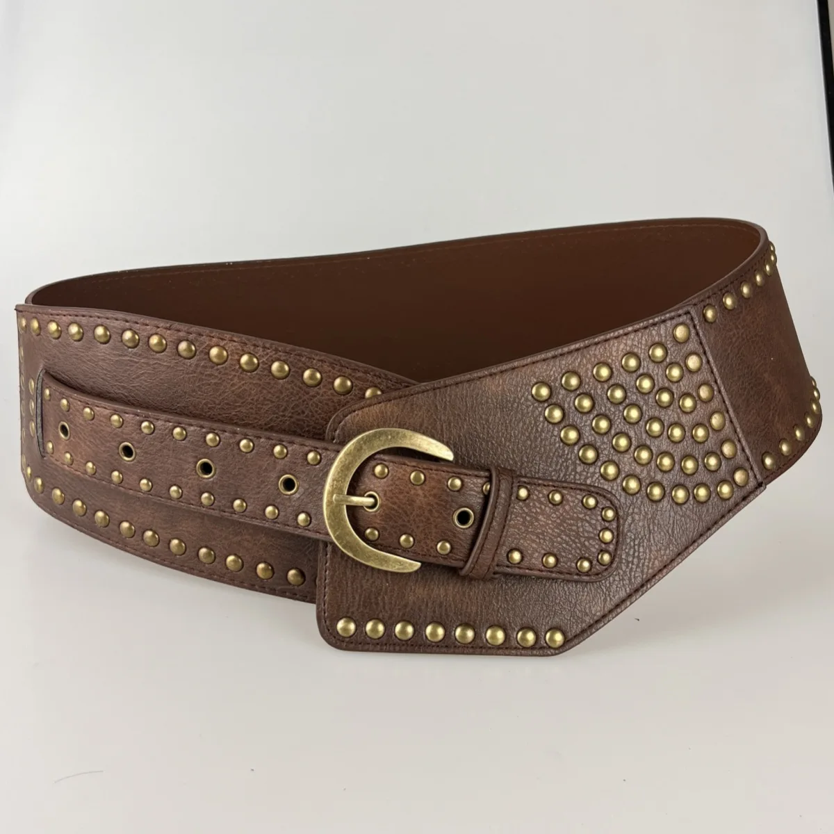 Y2K Harajuku High Street Personality Rivet Decoration Wide Belts For Women Vintage Punk Spice Girl Waistband Cinturones De Mujer