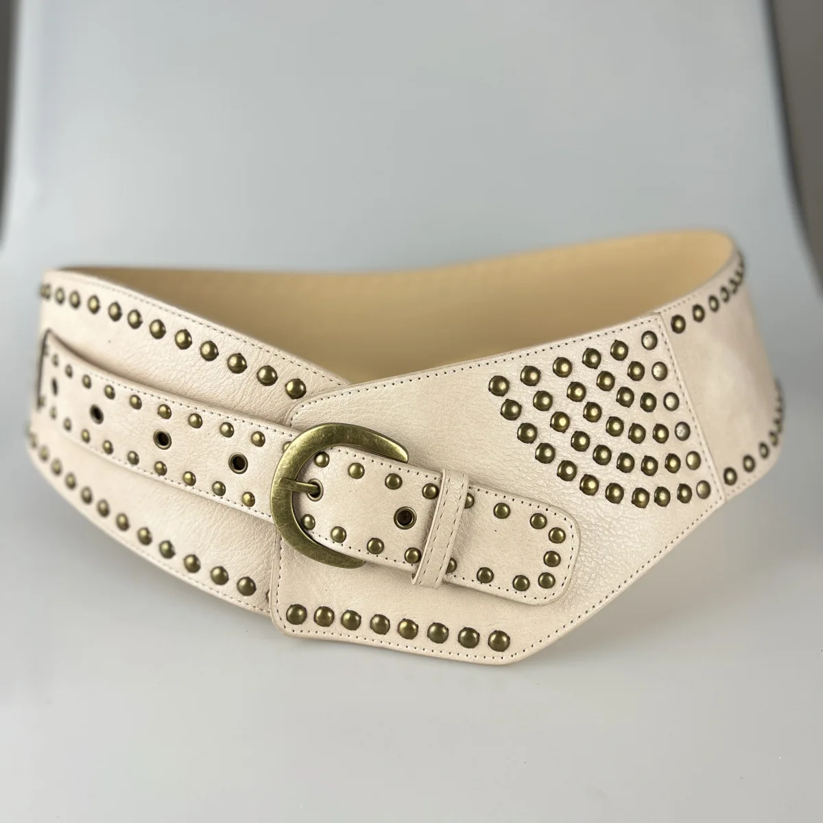 Y2K Harajuku High Street Personality Rivet Decoration Wide Belts For Women Vintage Punk Spice Girl Waistband Cinturones De Mujer