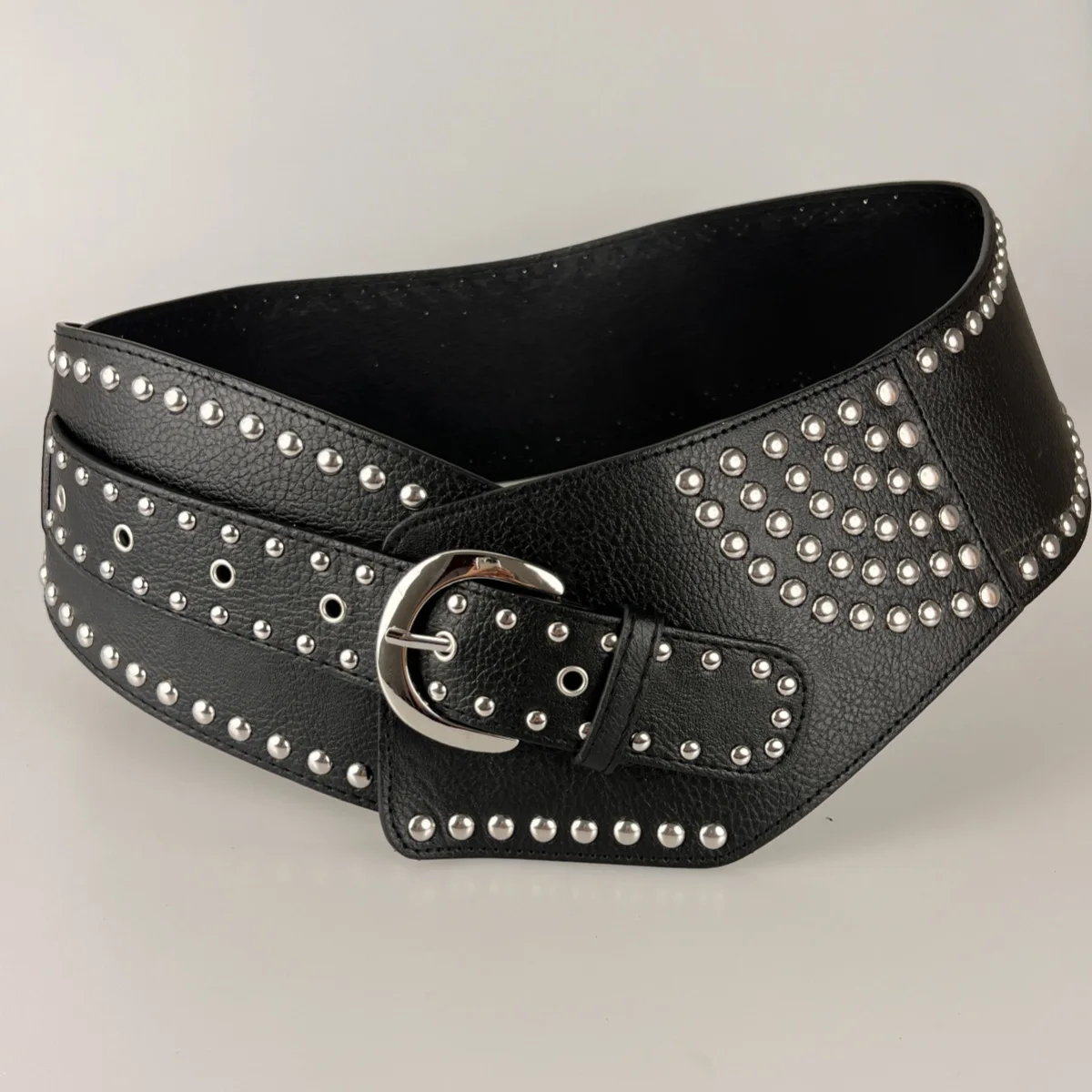 Y2K Harajuku High Street Personality Rivet Decoration Wide Belts For Women Vintage Punk Spice Girl Waistband Cinturones De Mujer