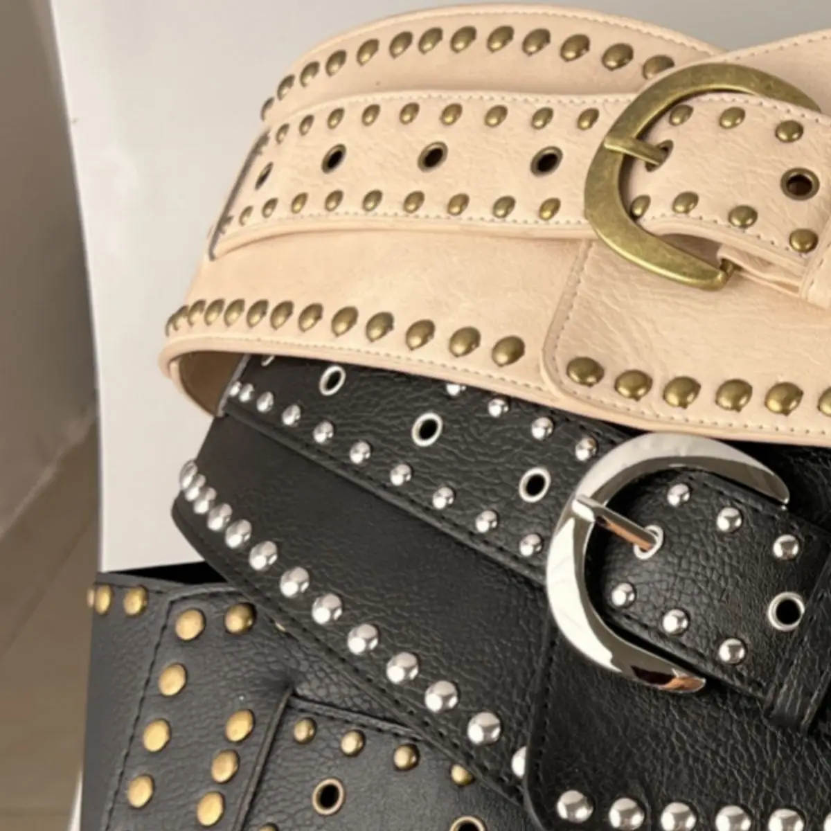 Y2K Harajuku High Street Personality Rivet Decoration Wide Belts For Women Vintage Punk Spice Girl Waistband Cinturones De Mujer