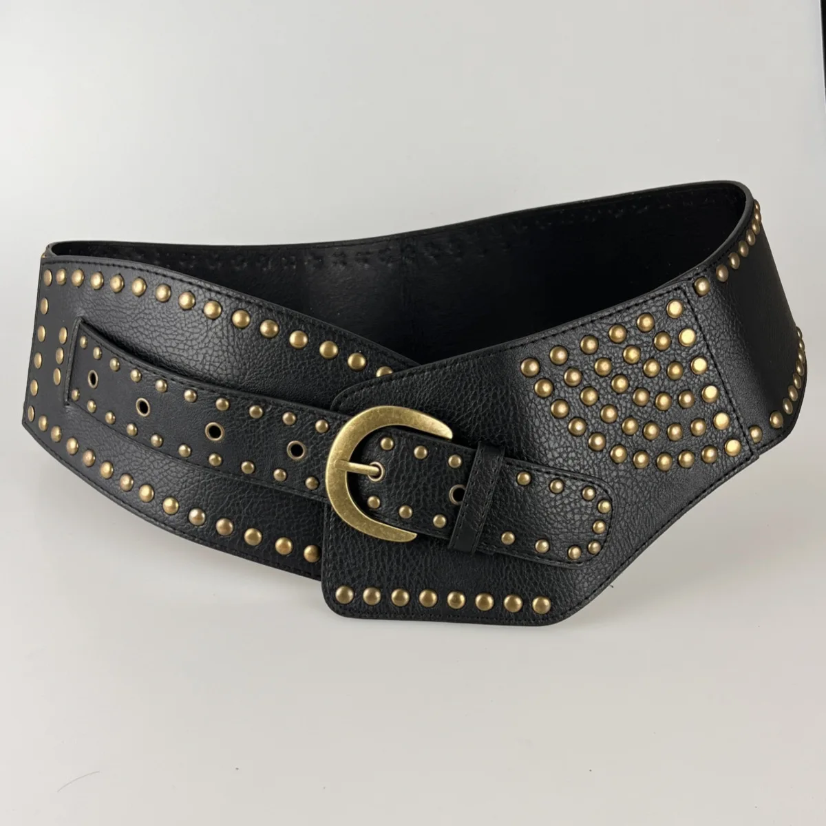 Y2K Harajuku High Street Personality Rivet Decoration Wide Belts For Women Vintage Punk Spice Girl Waistband Cinturones De Mujer