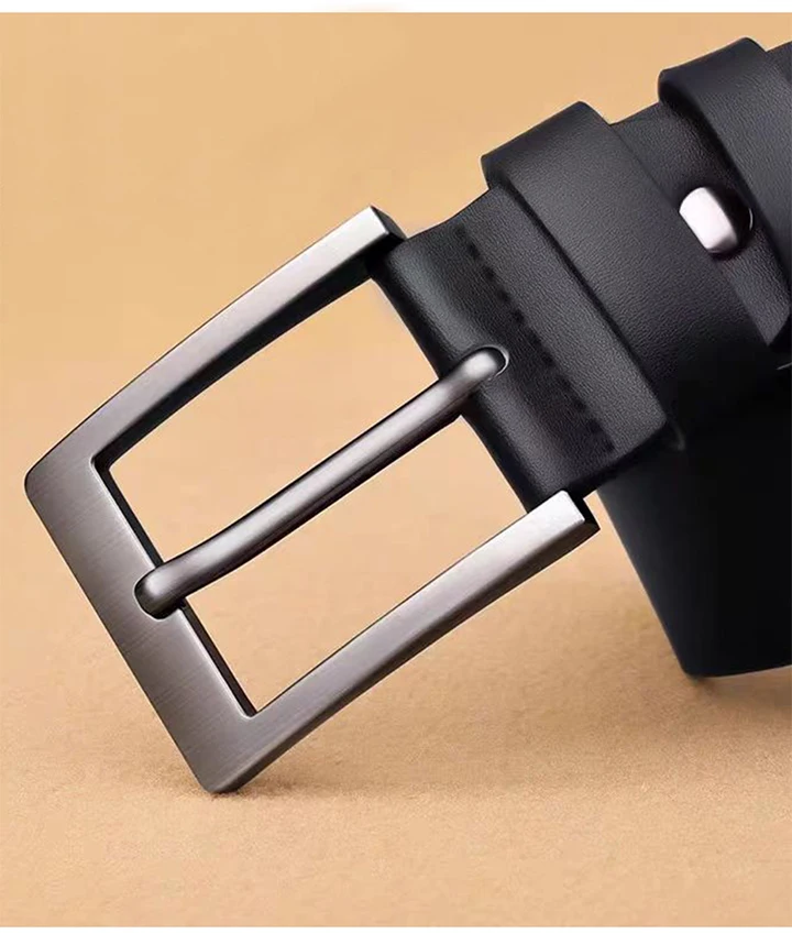 MaiKun Men's Genuine Leather Belt Classic Black Fashion Waistband Alloy Pin Buckle Belt For Casual And Formal Wear