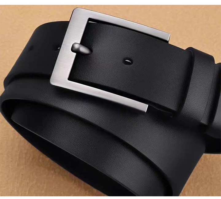 MaiKun Men's Genuine Leather Belt Classic Black Fashion Waistband Alloy Pin Buckle Belt For Casual And Formal Wear
