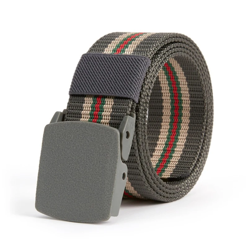 New Plastic Buckle Design Men Belts Fashion Stripe Weaving Nylon Men & Women Belts Youth Military Training Casual Belts