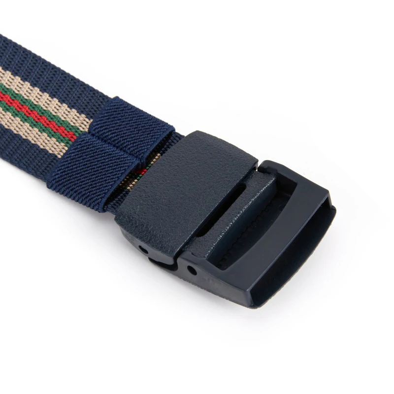 New Plastic Buckle Design Men Belts Fashion Stripe Weaving Nylon Men & Women Belts Youth Military Training Casual Belts