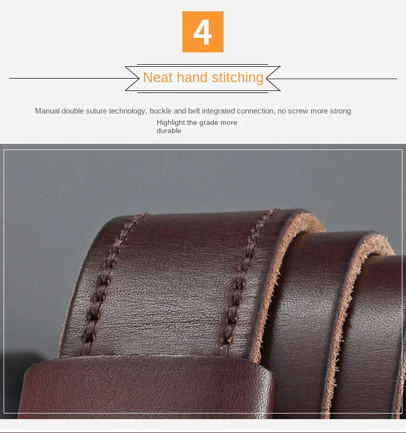 Belt men's genuine leather pin buckle men's leather belt business middle-aged first layer real cowhide youth handmade belt