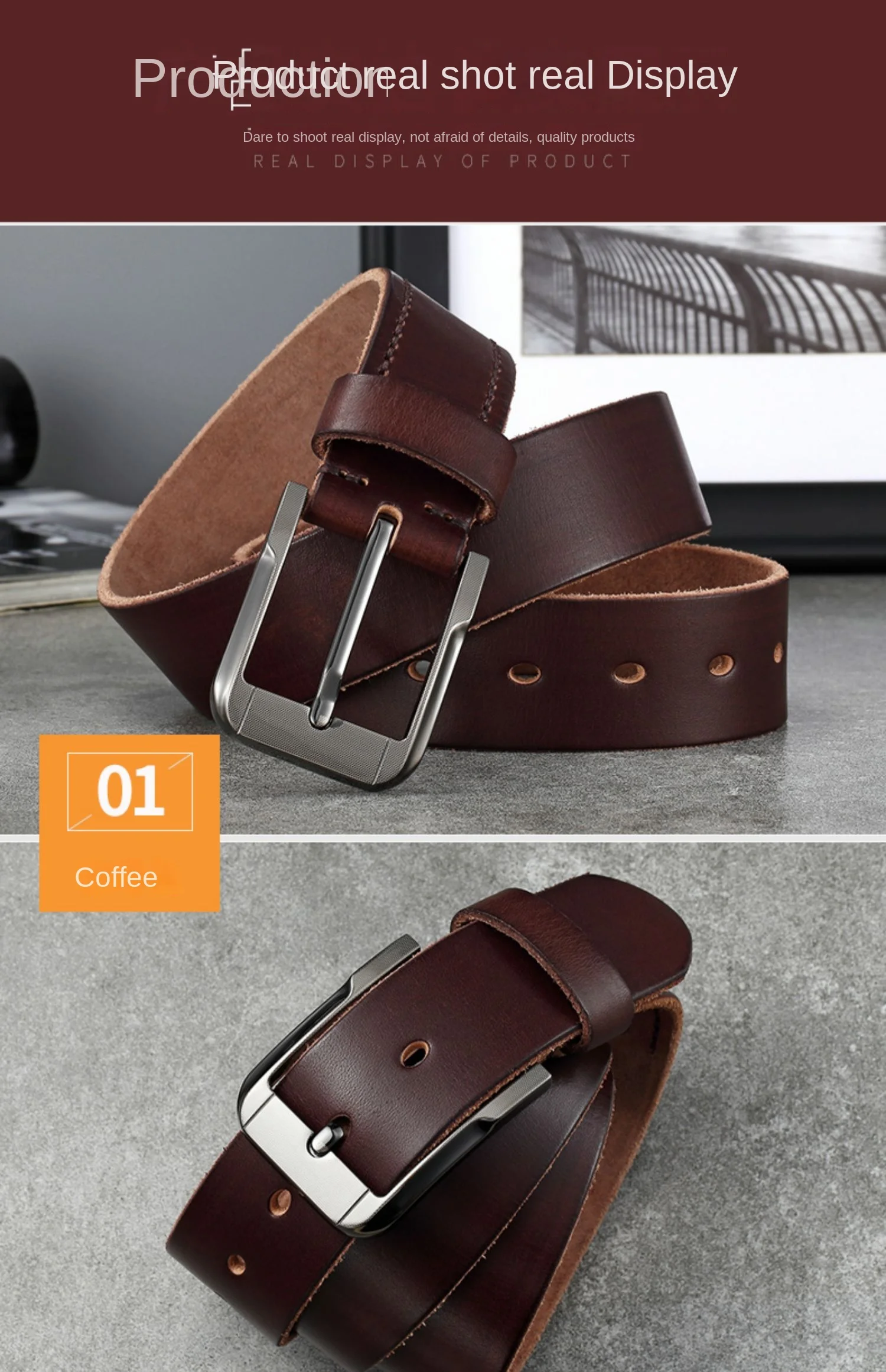 Belt men's genuine leather pin buckle men's leather belt business middle-aged first layer real cowhide youth handmade belt
