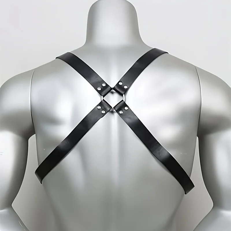 Men's seat belt set, adjustable artificial Faux Leather buckle shoulder armor seat belt, steampunk belt, wedding punk harness