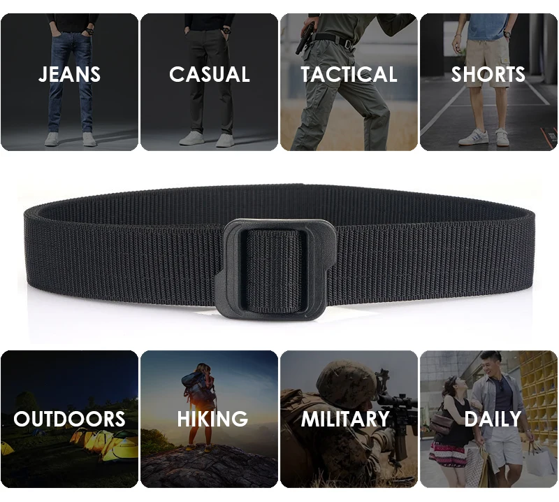 VATLTY Metal-Free Travel Belt for Men Plastic Buckle Tight Real Nylon Casual Belt Adjustable Work Belt Male No Metal Girdle