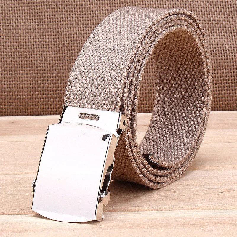 Fashion Men Belt Trend Weaving Canvas Alloy Smooth Buckle Men and Women Belt Casual Simple Sport Cowboy Belt Men